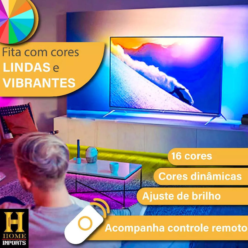Fita De Led 5050 Com 5 Metros Usb Com Controle Remoto - Alfashop