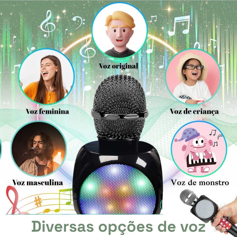 Microfone Youtuber C/ Caixa De Som Speaker Grava E Muda Voz Cor Branco - Alfashop