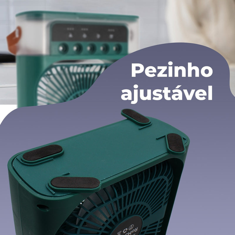 Mini Climatizador De Ar Com Reservatório Para Água E Gelo Cor Verde 110V/220V - Alfashop