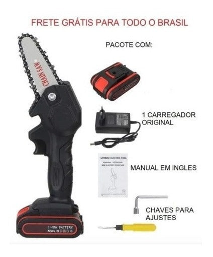 Motosserra Elétrica Bateri Recarregável Portátil Resistente - Alfashop