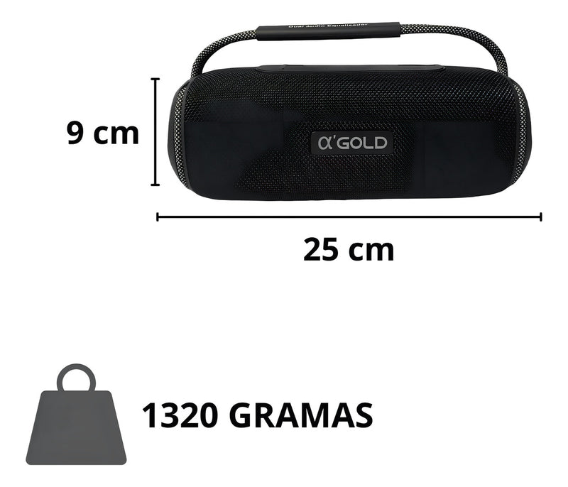 Caixa De Som Bluetooth Alfa Gold 60w Com Proteção Ipx6 Cor Preto 110V/220V - Alfashop