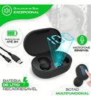 Fone de ouvido in-ear sem fio E6S preto com luz LED - Alfashop