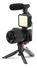 Kit Youtuber Vlog Live Tripé Celular Suporte Led E Microfone Com controle Bluetooth Video-Making Kit AY-49 - Alfashop