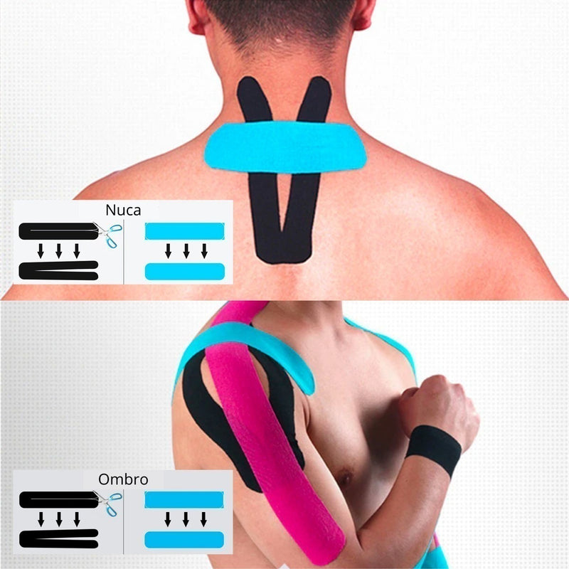 2x Fita Bandagem Elástica Adesiva Sports Tape Dor Muscular - Alfashop