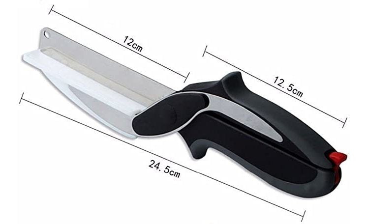 Tesoura Faca Cortador Fatiador Legumes Verdura 2 Em 1 Pratic - Alfashop