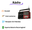 Rádio Portátil Bluetooth Pilha E Tomada Am Fm Usb Sw 110/220 - Alfashop