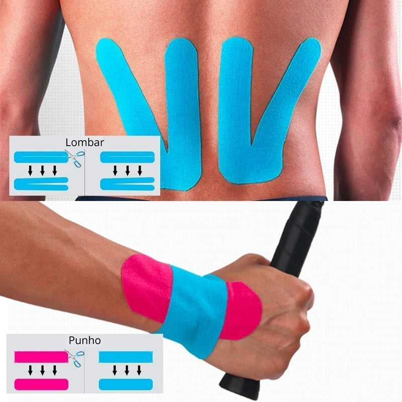 2x Fita Bandagem Elástica Adesiva Sports Tape Dor Muscular - Alfashop