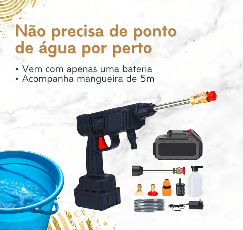 Lavadora Alta Pressão Lava Jato Portátil Recarregável S/fio Cor Preto Frequência 50-60hz Bivolt - Alfashop