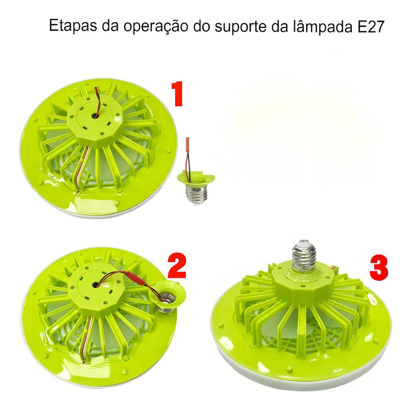 Ventilador De Teto Com Lâmpada Led Com Controle Remoto 3 Mod Diâmetro 230 Mm - Alfashop