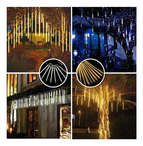 Cascata Bastão Led Natal Snowfall 8 Tubos Chuva Meteoro Cor Cor das luzes Branco quente 110V/220V - Alfashop