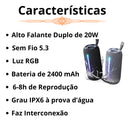 Caixa De Som 20w Alta Potência Sem Fio Bluetooth Ipx6 Rgb - Alfashop