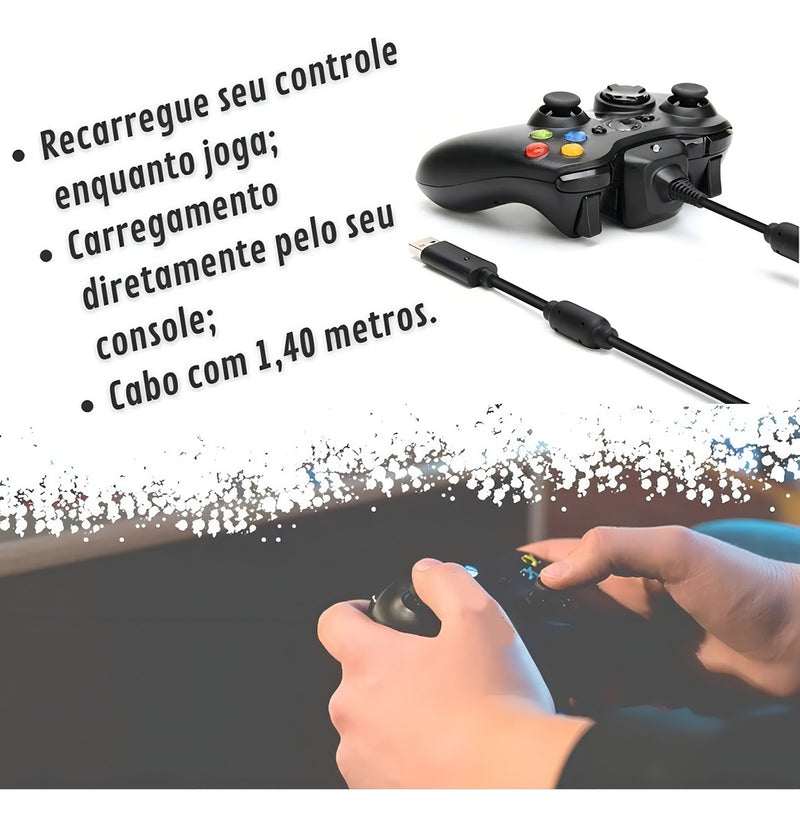 Kit 2 Baterias Recarregável COMPATÍVEL Xbox 360 + Cabo Substitua Pilhas Voltagem de entrada 12V - Alfashop