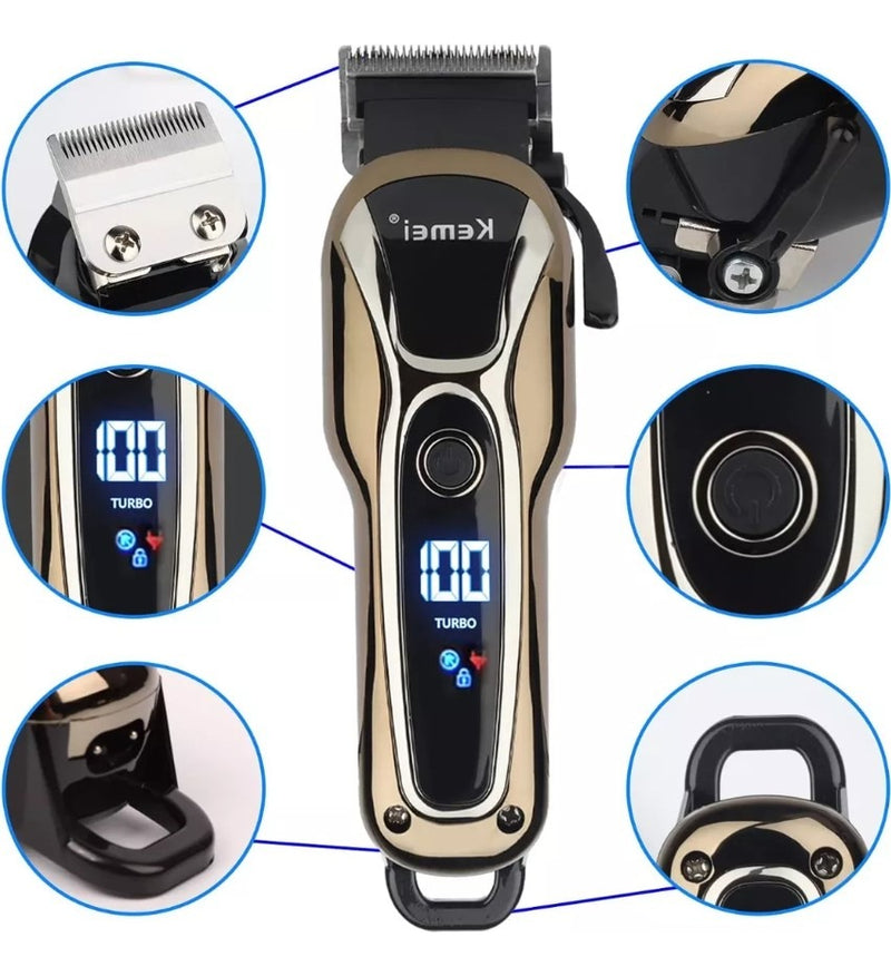 Maquina Profissional Cabelo E Barba Kemei Km-1933 Sem Fio - Alfashop