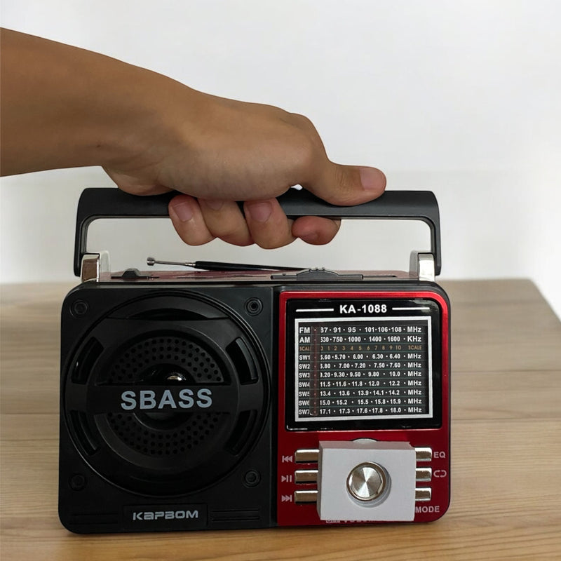 Rádio Portátil Bluetooth Pilha E Tomada Am Fm Usb Sw 110/220 - Alfashop