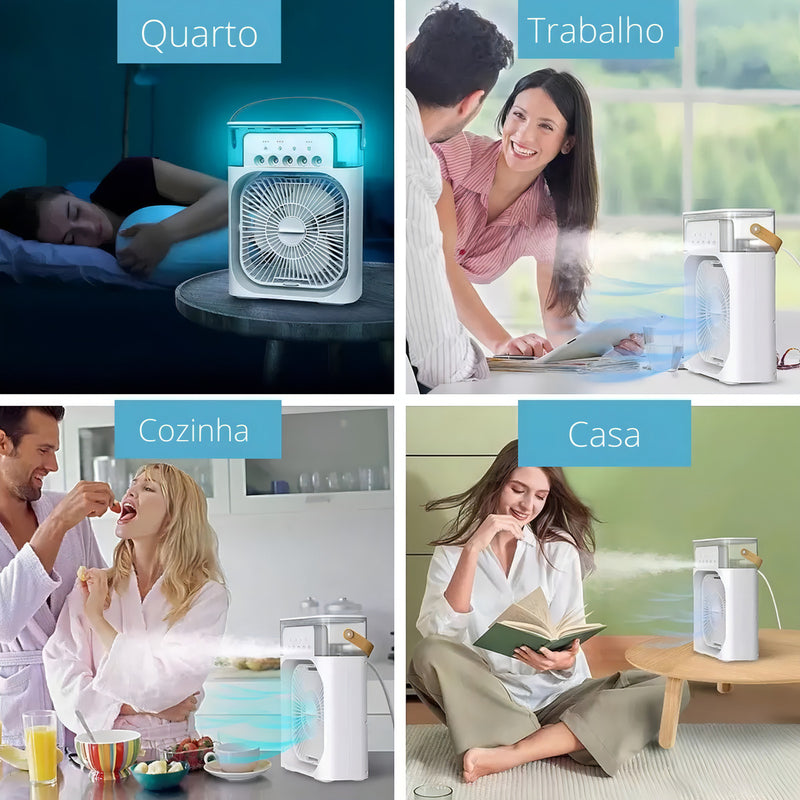 Mini Ar Condicionado Portátil Ventilador Umidificador Mesa Cor Azul 110v/220v - Alfashop