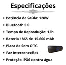 Caixa De Som Potente 120w Rms Karaoke Sem Fio Com Microfone - Alfashop