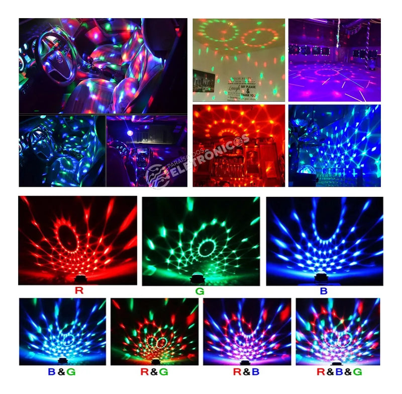 Globo De Luzes Para Festa Luz De Led Rgb Giratória Decoração - Alfashop
