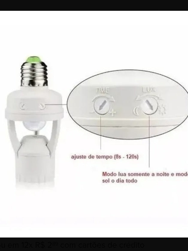 Sensor De Presença Com Fotocélula Para Lâmpada Soquete E27 - Alfashop