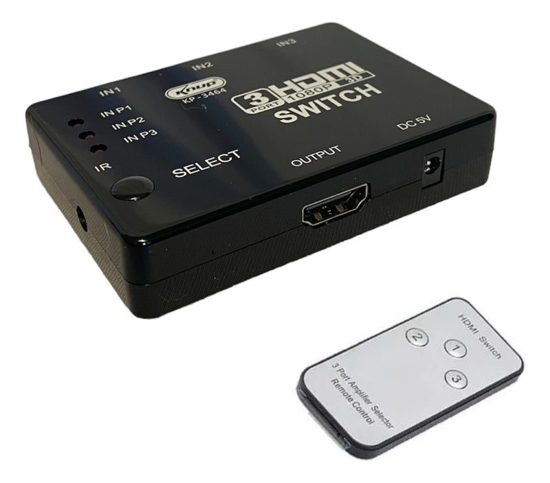Switch 3 Em 1 Hdmi Seletor De Sinal Controle Remoto 4k Hub - Alfashop
