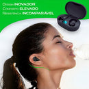 Fone de ouvido in-ear sem fio E6S preto com luz LED - Alfashop