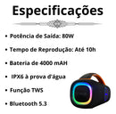 Caixa De Som 80w Grave Potente Estéreo Tws Sem Fio Portátil - Alfashop
