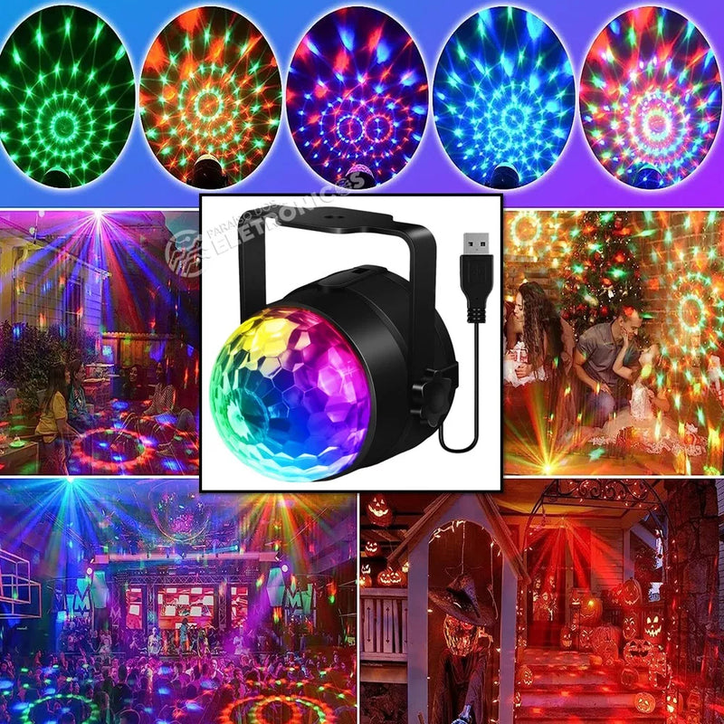 Globo De Luzes Para Festa Luz De Led Rgb Giratória Decoração - Alfashop
