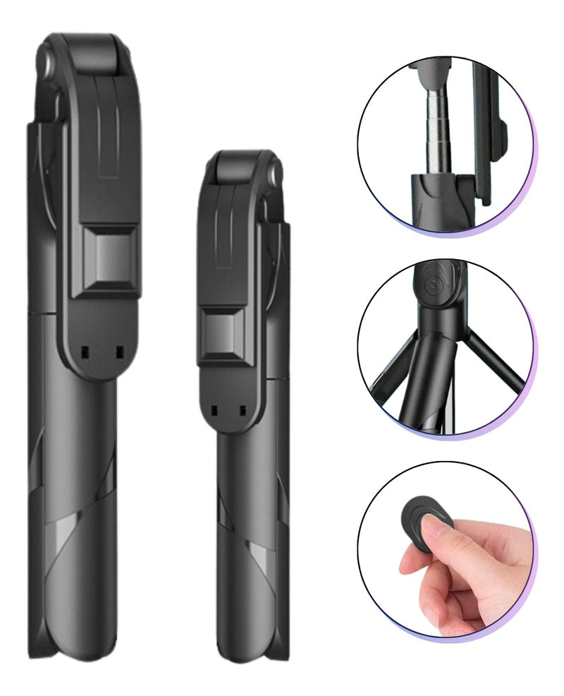 Tripé Celular Bastão Selfie Bluetooth IUNIT XT-02 Cor Preto - Alfashop