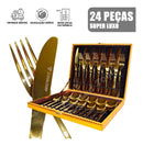 Conjunto De Talheres Dourado 24 Peças Dusseldorf Premium - Alfashop