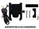 Suporte Celular Moto Em Alumínio C/ Tomada Usb Waze/gps/apps - Alfashop
