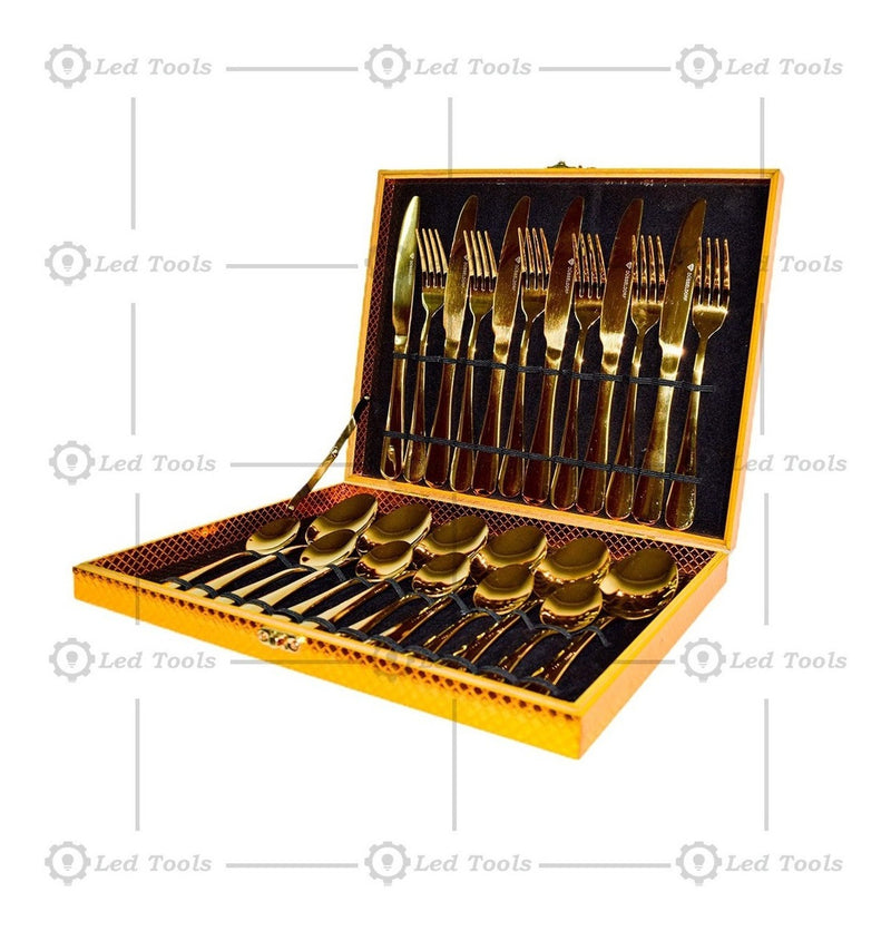 Conjunto De Talheres Dourado 24 Peças Dusseldorf Premium - Alfashop