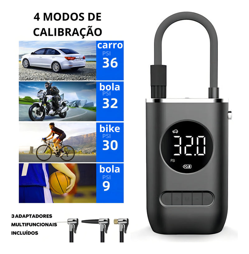 Bomba de pneu Car Air Pump sem fio 150 PSI luz de emergência LED com bateria recarregável de 4000 mAh - Alfashop