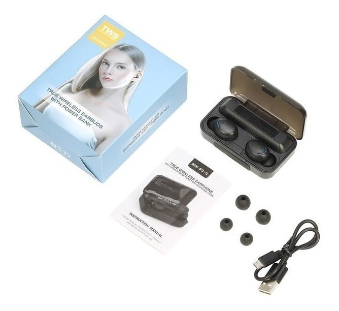 Fone de ouvido  sem fio TWS F9-5 BTH-F9-5 preto - Alfashop
