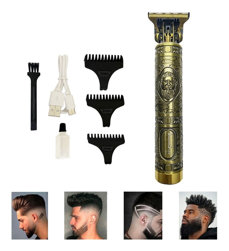 Aparador De Barba Eletrico Profissional Sem Fio Recarregável Cor Dourada - Alfashop