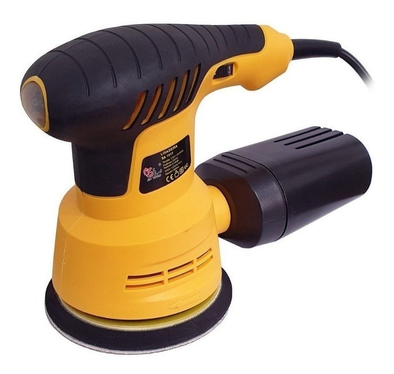 Lixadeira  profissional  roto orbital SA SA 1017  amarela 50Hz/60Hz 300W 110V - Alfashop