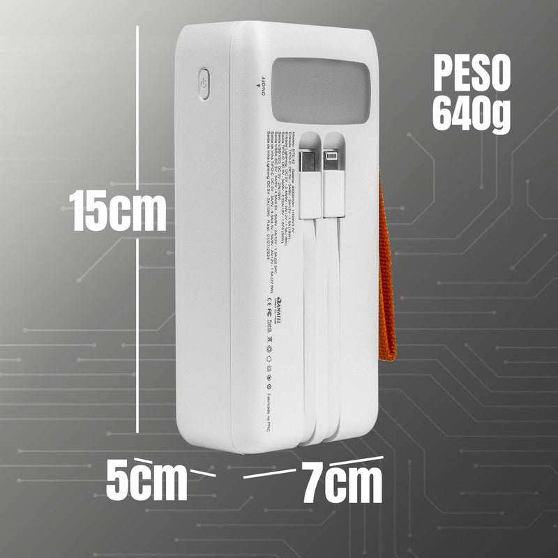 Power Bank Carregador Portátil Turbo Bateria 30.000mah Cor Branco - Alfashop