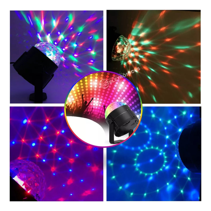 Globo De Luzes Para Festa Luz De Led Rgb Giratória Decoração - Alfashop