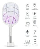 Raquete Mata Mosquito Recarregável Com Suporte De Mesa Casa Cor Branco - Alfashop