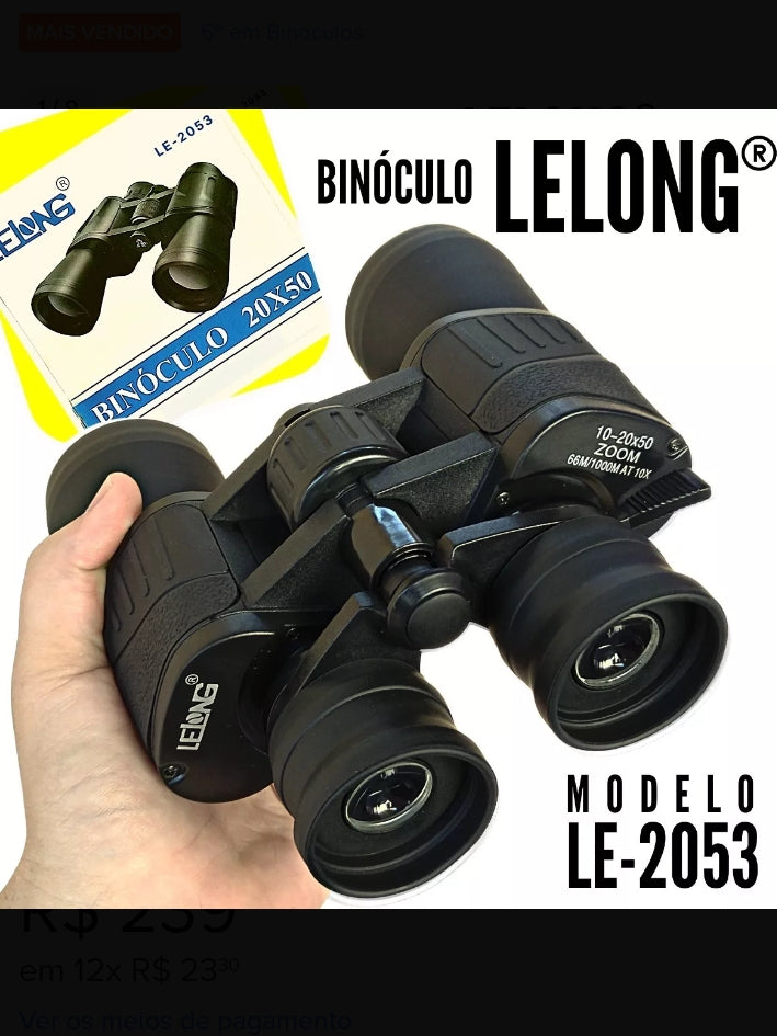 Binoculo Profissional Longo Alcance Lelong 10-20x50 Le-2053 - Alfashop