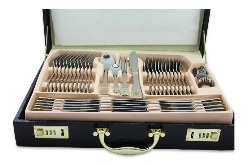 Faqueiro Inox 84 Peças Banhado A Ouro 24k Promoção!! - Alfashop