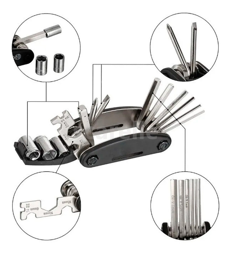 Kit Reparo C/ Ferramenta Bicicleta Chaves Bike Remendo Pneu - Alfashop