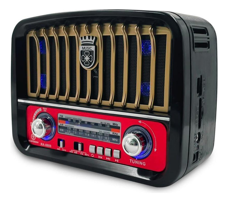 Rádio Retro Bluetooh Am Fm Sw Sd/aux/usb Kapbom Ka-8808 - Alfashop
