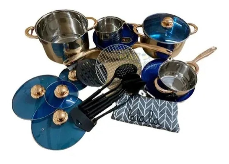 Jogo De Panelas 23pç Azul - Alfashop