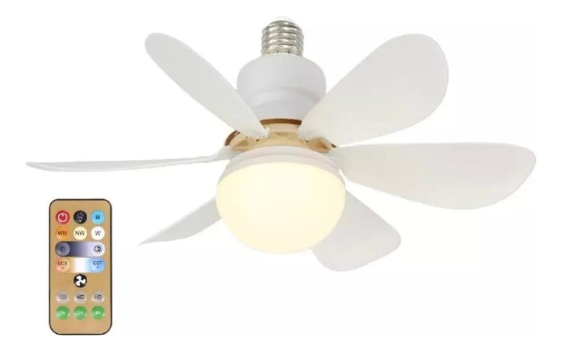Ventilador De Teto C/ Lâmpada Led + Controle Para Bocal E27 - Alfashop