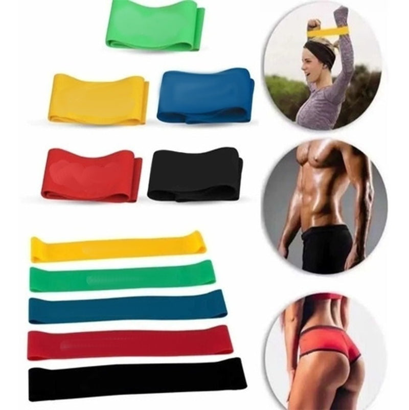 Kit 5 Faixas Elásticas Miniband 5 Níveis Para Treino Em Casa - Alfashop