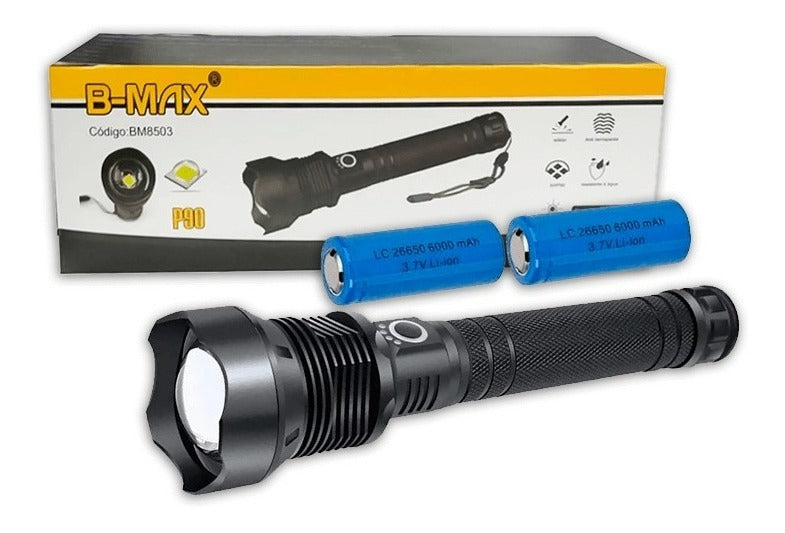 Lanterna Tática Holofote BMax Tocha Led P90 Muito Forte Preto Cor da luz Branco - Alfashop