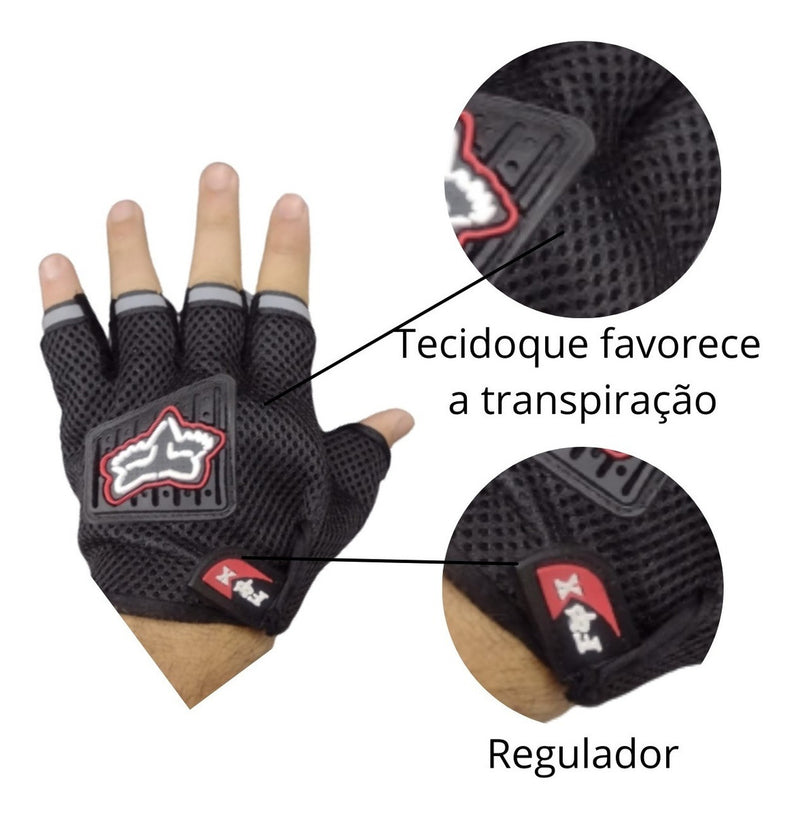 Luva Curta Para Bike Ciclista Fox Refletivaresistente Barato - Alfashop