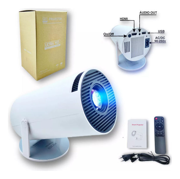 Mini Projetor Smart 4k Portátil Wifi Bluetooth Ultra Hd Hy300 Cor Branco110v/220v - Alfashop