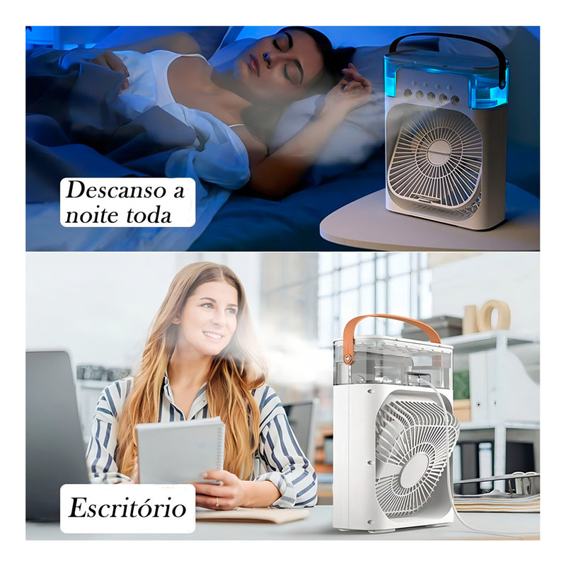 Mini Ar Condicionado Portátil Ventilador Umidificador Mesa Cor Azul 110v/220v - Alfashop