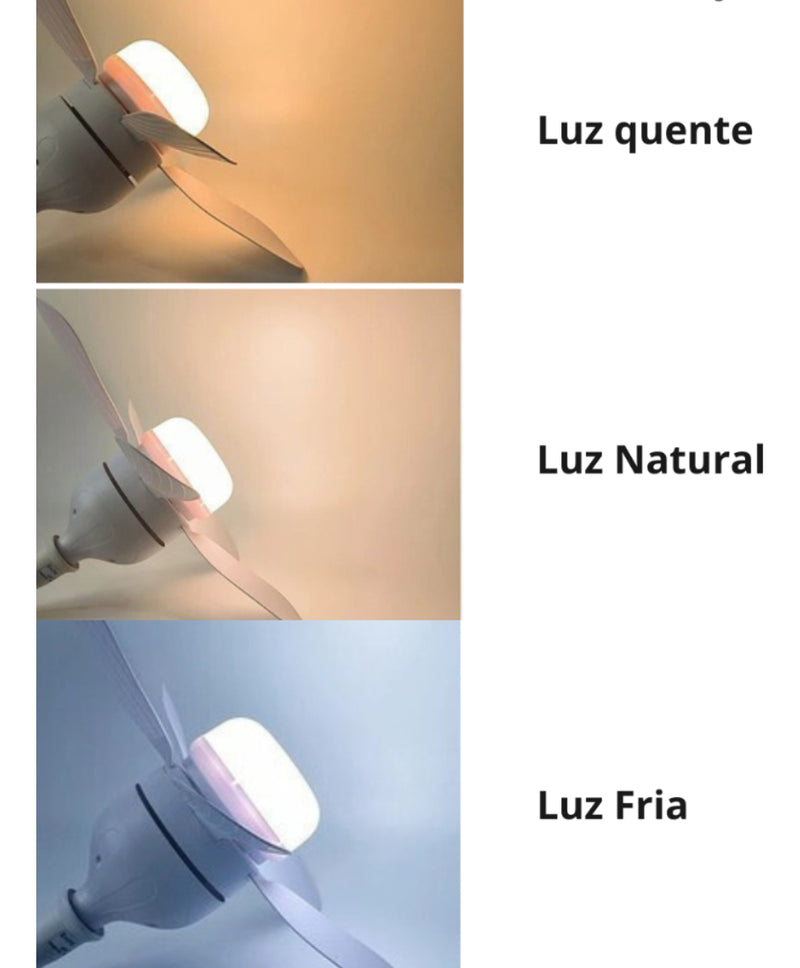Ventilador De Teto C/ Lâmpada Led + Controle Para Bocal E27 - Alfashop