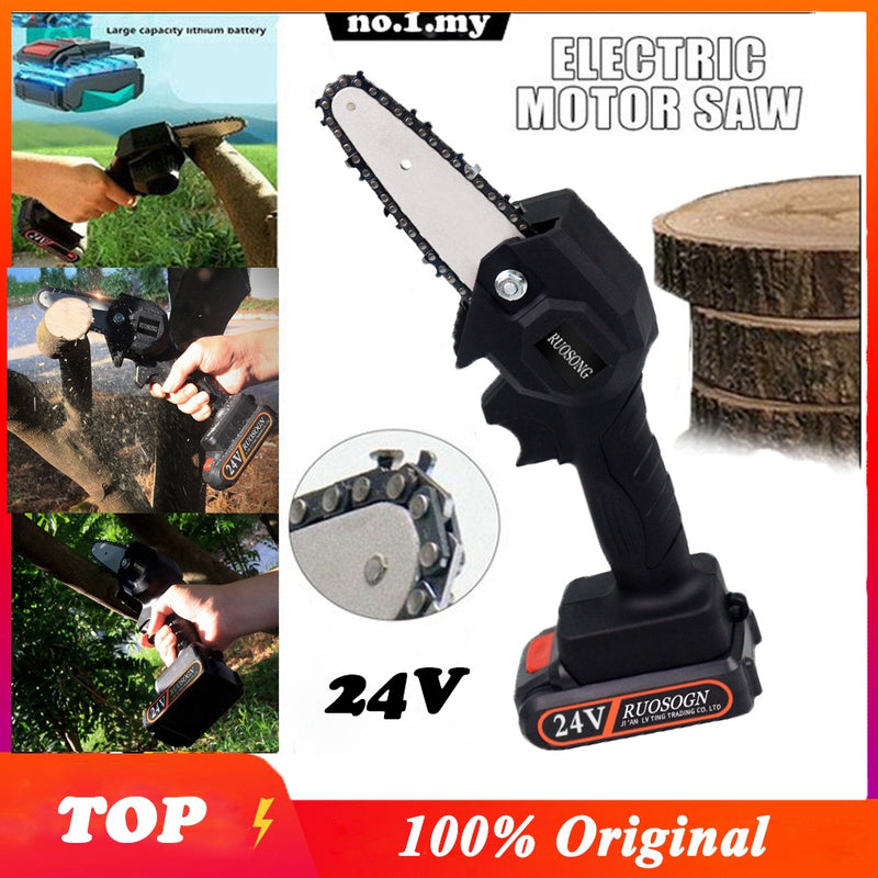 Mini Motosserra Elétrico 24V Para Fruit Tree Carpintaria Jardim Ferramentas Com Baterias Cortadores De Madeira Mega Promoção Imperdível - Alfashop